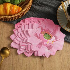 Lotus Flower Printed Paper Napkins 330mmx330mm For Wedding Home Party Use Disposable Serviettes - Product Image 3