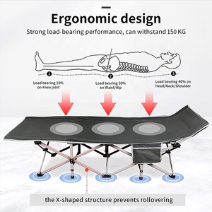 Lit de camping pliant moderne en PVC Oxford 600D pour l'extérieur, <span class=keywords><strong>livraison</strong></span> immédiate, chaise longue avec cadre en acier, pour hôpital et parc, lit de camp - Product Image 1