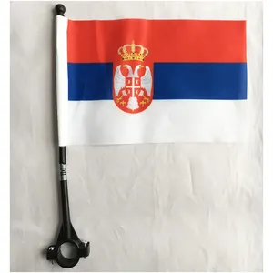 Bendera Sepeda Cetakan Kustom Bendera Nasional Stang Poliester Bendera Serbia untuk Dekorasi Bersepeda Luar Ruangan