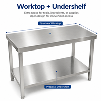 Table de travail en acier inoxydable pour cuisine professionnelle, table de préparation avec étagère inférieure pour restaurant, hôtel, équipement de restauration