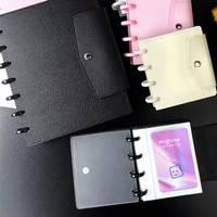 Cubierta de cuero personalizada con patrón de lichi de 3,5 pulgadas, lujosa, organizada, ligera, encuadernada en disco, soporte para tarjetas fotográficas, álbum