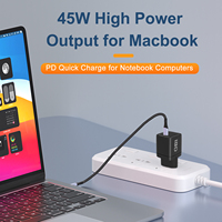 Chargeur mural USB-C PD compact et rapide 45W GaN II PPS pour Macbook, ordinateur portable, tablette, écouteurs, design pliable