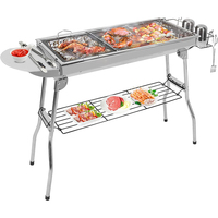Parrilla Coreana para Barbacoa, de Carbón, para Exteriores, Plegable, Comercial, Resistente, con Juego de Parrilla para Barbacoa Integrada