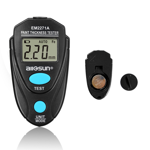 All-sun EM2271A Digital Thickness Gauge Coating Meter Fe/NFe 2.2mm/80mil for Car Thickness Meter LCD Data Hold