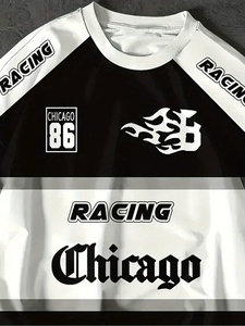 T-Shirt Sportiva Casual da Uomo con Stampa 'Chicago '86' in Poliestere Traspirante e Anti-Pilling Vestibilità Comoda e Rilassata - Product Image 4