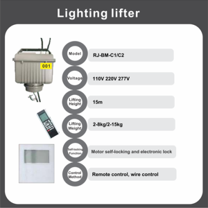 Sollevatore per lampade High Bay, mini sollevatore per stativi luci, sollevatore per luci da coltivazione, per illuminazione negozi, 15kg 15m - Product Image 2