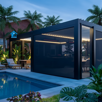Pergola motorisée en aluminium Sweet Home avec toit rétractable, système imperméable, éclairage LED, design écologique pour jardin et terrasse