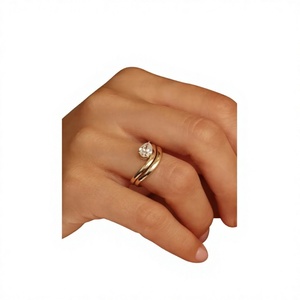 Lurba Jewels – Ensemble de mariage de luxe en moissanite taille poire 1 carat, bague de fiançailles en or jaune massif 14 carats avec sertissage à griffes pour femme - Product Image 5