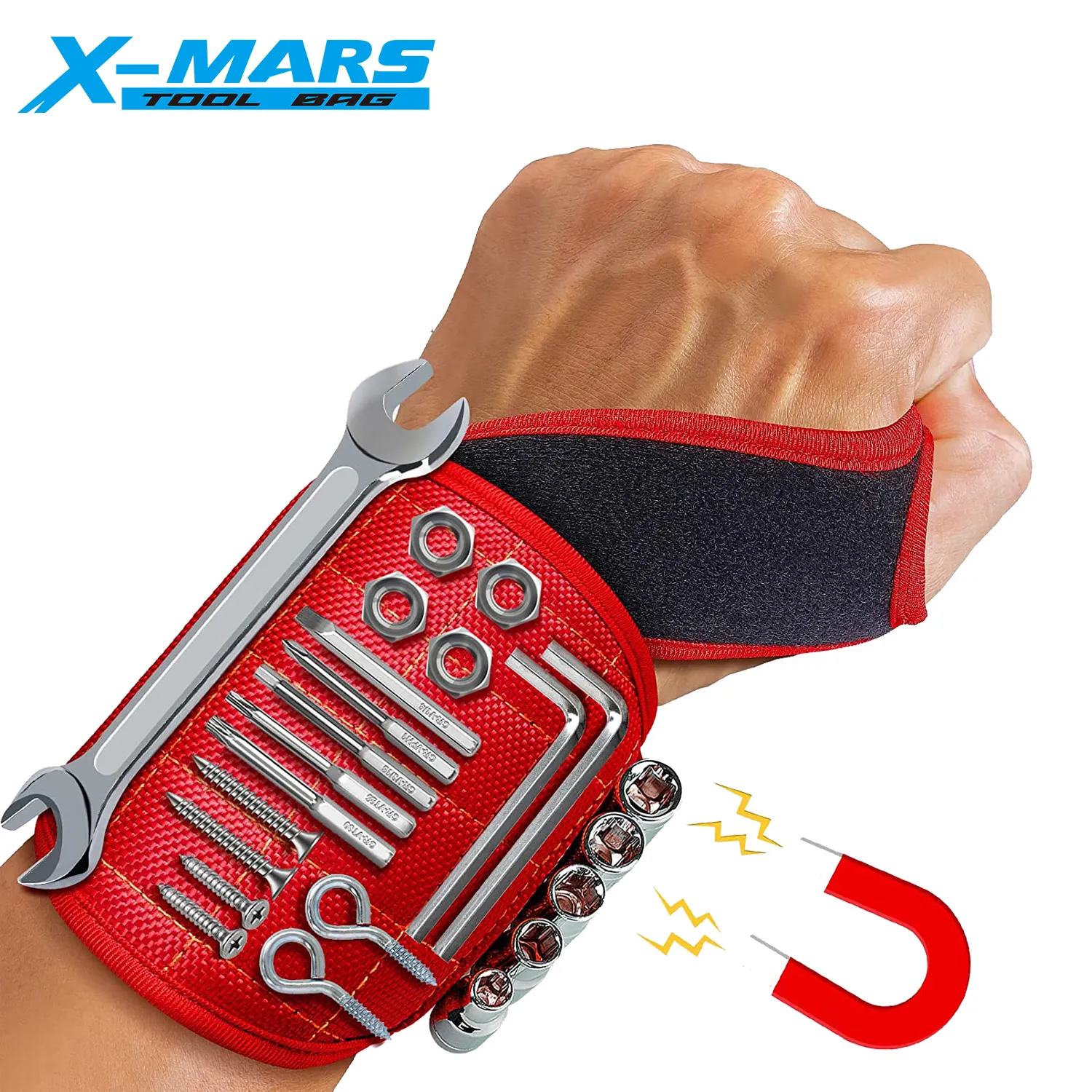 X-mars Amazon Hot Sale Tool Bag Good Gift Magnetic Wristband Tool Belt with 16 Strong Magnets