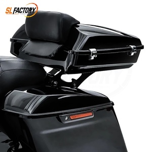 Nuevo Baúl Trunk Tour Pak Negro Brillante <span class=keywords><strong>de</strong></span> 10.7" Estilo <span class=keywords><strong>Chopper</strong></span> con <span class=keywords><strong>Respaldo</strong></span>, Compatible con Harley Touring Road Street Glide 2014-2023 - Product Image 2