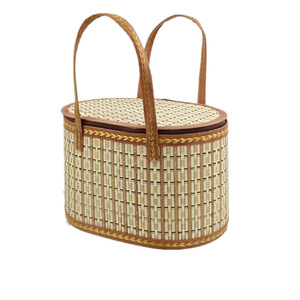 Cesto portaoggetti ovale rustico personalizzabile in bambù intrecciato per Mooncake, Dazha e Zongzi, ideale come confezione regalo - Product Image 5