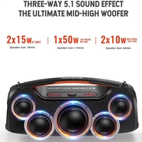 HopesTar Altavoz Inalámbrico Portátil de Alta Potencia para Exteriores, Recargable, con Bajos Superpotentes, Caja de Música con Micrófono KTV, Subwoofer para Auto A60