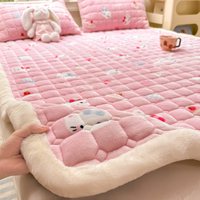 Matelas pliant en velours tissé à motif de dessin animé, coussin de lit non jetable pour la maison, literie d'hiver