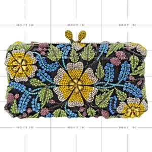 Women Stylish Floral Leaves Rhinestones Evening <b>Bag</b> Glimmering Crystals <b>Clutch</b> Purse Exquisite Handbag <b>for</b> Garden Party Ball - Product Image 6