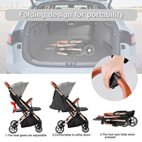 Poussette de bébé pliable et pratique Landau noir Morden design détachable poussette de bébé en plein air