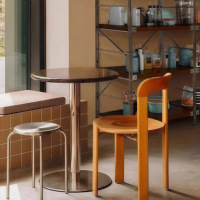 Chaise de salle à manger en bois massif avec dossier moyen, colorée, en bois massif épaissi, mobilier moderne pour appartement et maison