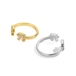 Ayus Style <b>Ring</b> Letter A Micro Pave Diamond <b>Adjustable</b> Unisex Fashion Jewelry Gold <b>Silver</b> - Product Image 5