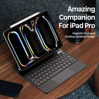 Clavier magnétique flottant pour iPad Pro 11 2025 avec touches rétroéclairées 7 couleurs à mécanisme ciseaux et pavé tactile multipoint