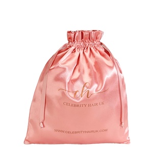 Sac promotionnel pour extensions capillaires, personnalisé avec logo imprimé, en satin mat, pochette cadeau cosmétique pour perruques et mèches, sac de rangement anti-poussière en soie satinée - Product Image 2