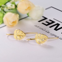Boucles d'oreilles en argent sterling 925 plaqué or, motif feuille de Monstera