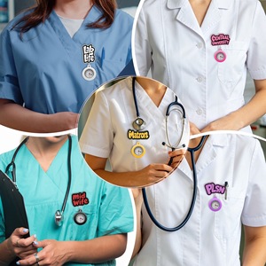 Nouvelle montre rétractable pour badge, en alliage, 40 mm, à quartz, pour infirmières et postes médicaux, avec plaque nominative personnalisable - Product Image 4
