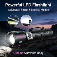Lampe torche tactique LED 30W longue portée avec clip stylo, rechargeable, en alliage d'aluminium, faisceau de 600m, charge USB Type-C, pour le camping