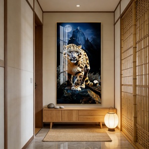 Art mural 3D personnalisé moderne, décoration de salon d'hôtel, minimaliste, imprimé HD, animaux léopard, peinture en porcelaine cristalline - Product Image 6