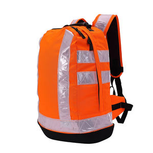 Durable <b>Orange</b> <b>Hi</b> <b>Vis</b> Backpack Heavy Duty Safety and Motorcycle Backpack Bag for Outdoor Road Work with Reflective Straps - Product Image 3