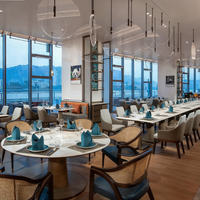 Ensembles de meubles personnalisés en bois et cuir pour cafés, restaurants de restauration rapide, bancs, banquettes, tables et chaises