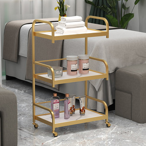 Modern Beauty Salon Furniture White Gold Metal Frame <b>Tool</b> Car Luxury High Quality 4 Wheels Salon <b>Trolley</b> - Product Image 1