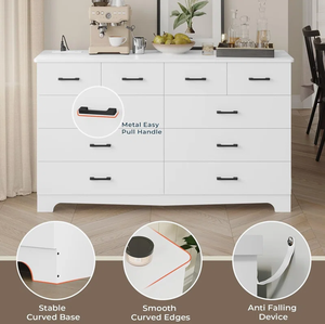 <span class=keywords><strong>Commode</strong></span> inachevée à 10 tiroirs avec station de charge intégrée <span class=keywords><strong>Commode</strong></span> <span class=keywords><strong>longue</strong></span> épaisse et robuste <span class=keywords><strong>Commode</strong></span> pratique - Product Image 6