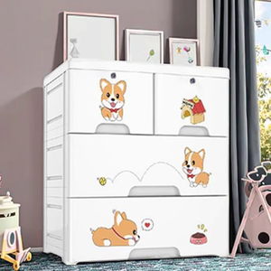 3ชั้นพลาสติกที่ทันสมัยห้องนอนตู้เสื้อผ้าเด็กเฟอร์นิเจอร์ในบ้าน - Product Image 4
