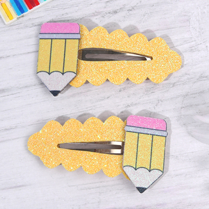 Lot de <span class=keywords><strong>2</strong></span> pinces à cheveux tendance à paillettes épaisses, style crayon, à clipser, à bord ondulé, pour filles, accessoires pour l'école et l'uniforme scolaire - Product Image 6