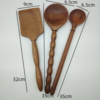 Ensemble d'ustensiles de cuisine écologiques en bois naturel, 3 spatules, cuillère-palette pour cuisiner, pâtisser, servir, ustensiles de cuisine antiadhésifs et sûrs