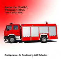 Camion de pompiers 6000L avec moteur Cummins 140HP, transmission rapide, 6 mètres cubes, double cabine, pour usage municipal