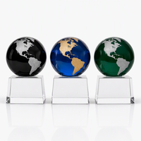 Trophée globe terrestre en cristal K9 personnalisé, base facettée personnalisée, cadeau de reconnaissance d'entreprise en gros