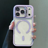 Étui de téléphone magnétique transparent mat élégant pour iPhone 17 Pro Max, avec béquille pour appareil photo et design antichoc anti-chute