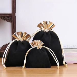 Sacs en velours avec cordon de serrage 7*9cm, sacs à bonbons en tissu doré, pochette cadeau pour bijoux - Product Image 3