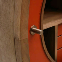 Bibliothèque ronde moderne en bois massif, étagère circulaire unique en placage de bois avec base métallique pour salon et espace commercial
