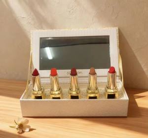 2026 Luxury Brand Lipstick Sample <b>Set</b> Five Pieces Case Gold Tube High Quality Mineral Waterproofing - Product Image 4