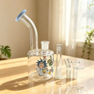 Pipa de Vidrio para Fumar Rick y Morty, Redonda, Manual, Accesorio para Fumar, Estilo Moderno, Transparente, con Diseño de Dibujos Animados - Product Image 4