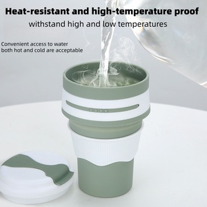 Reusable Outdoors Portable 350ml Folding <strong>Cup</strong> <strong>Collapsible</strong> Coffee <strong>Cup</strong> for Traveling With Lid Silicone <strong>Collapsible</strong> Drinking <strong>Cups</strong> - Product Image 3