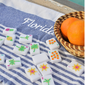 American Mahjong Sunshine Tiles, Florida Style Single Layer White Hand Painted Acrylic Mahjong Set, 160 Tiles for <b>Entertainment</b> - Product Image 3