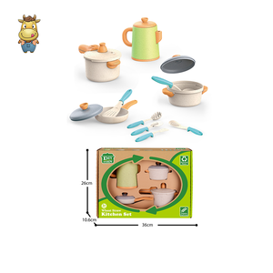 Ensemble de cuisine pour enfants en paille de blé écologique, comprenant une bouilloire haute et des ustensiles de cuisson, jouets d'imitation, 14 pièces - Product Image 4