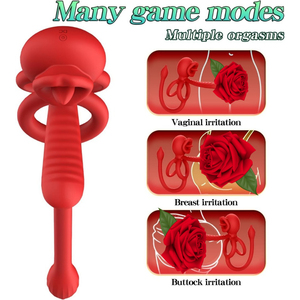 Anneau vibrant 3-en-1 pour couple, jouet sexuel <span class=keywords><strong>à</strong></span> 9 modes, double anneau pénien, stimulateur clitoridien et anal, design langue de chatte - Product Image 5