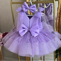 Robe tutu une pièce pour filles avec nœud orné de perles, idéale pour mariage, anniversaire, occasions spéciales et accessoires assortis
