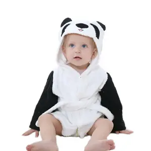 coton peignoir bébés Suppliers-Peignoir de bain de haute qualité pour bébé Panda, livraison gratuite, en coton éponge doux, étiquette privée, serviette pour bébé en bas âge
