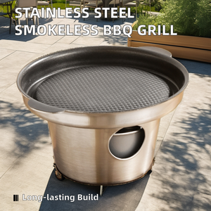 Réchaud à alcool portable en acier inoxydable avec poêle grill antiadhésive sans fumée, mini-cuisinière avec base en bois pour steak, barbecue et <span class=keywords><strong>fondue</strong></span> - Product Image 3