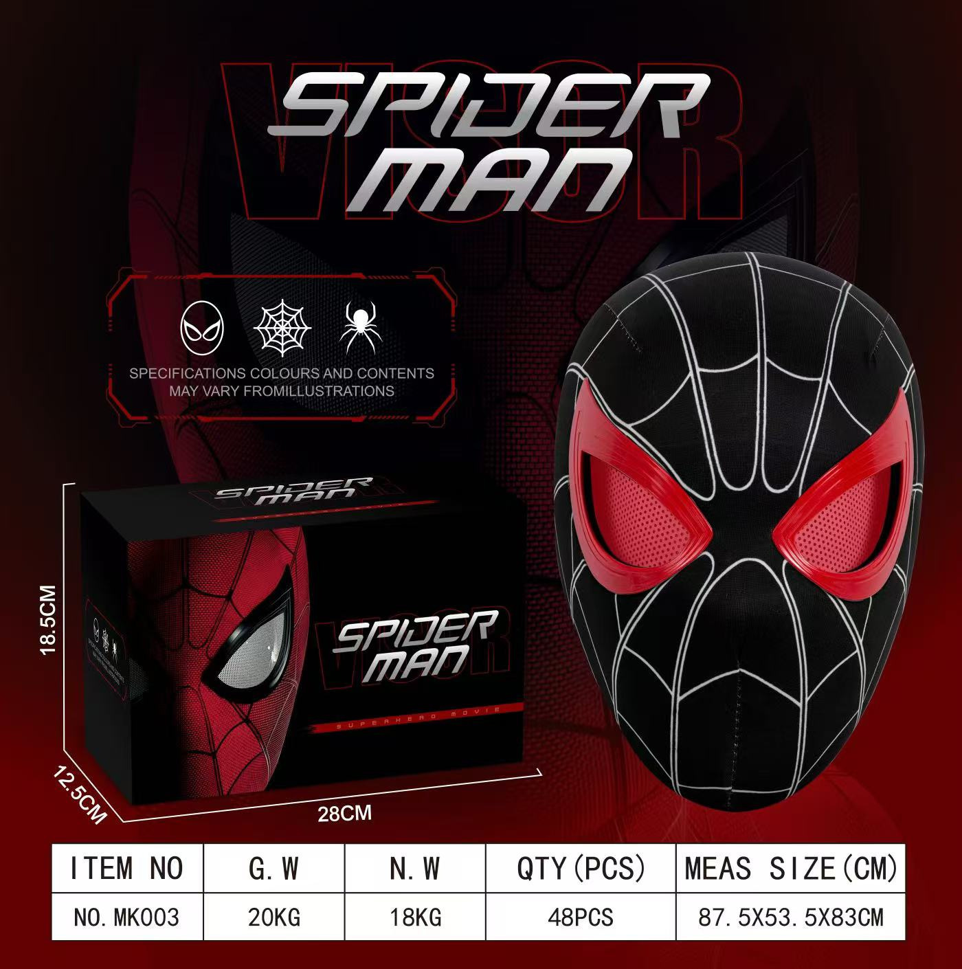 Máscara de Hombre Araña Miles con Control de Mandíbula + Ojos Iluminados