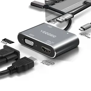 Hot xách tay 5 trong 1 USB Loại C để HDMI VGA USB 3.0 PD HUB Adapter 4k Hub đa chức năng ADAPTER USB-C HUB Adapter